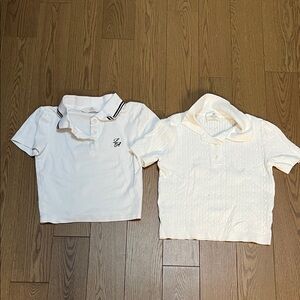 H&M White Girls Polo Tops Duo – Short Sleeve Collared Styles